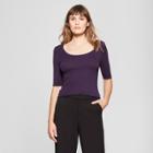 Women's Elbow Length Fitted T - Shirt - A New Day Purple Heather