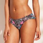Women's Ruffle Cheeky Bikini Bottom - Shade & Shore Black Floral