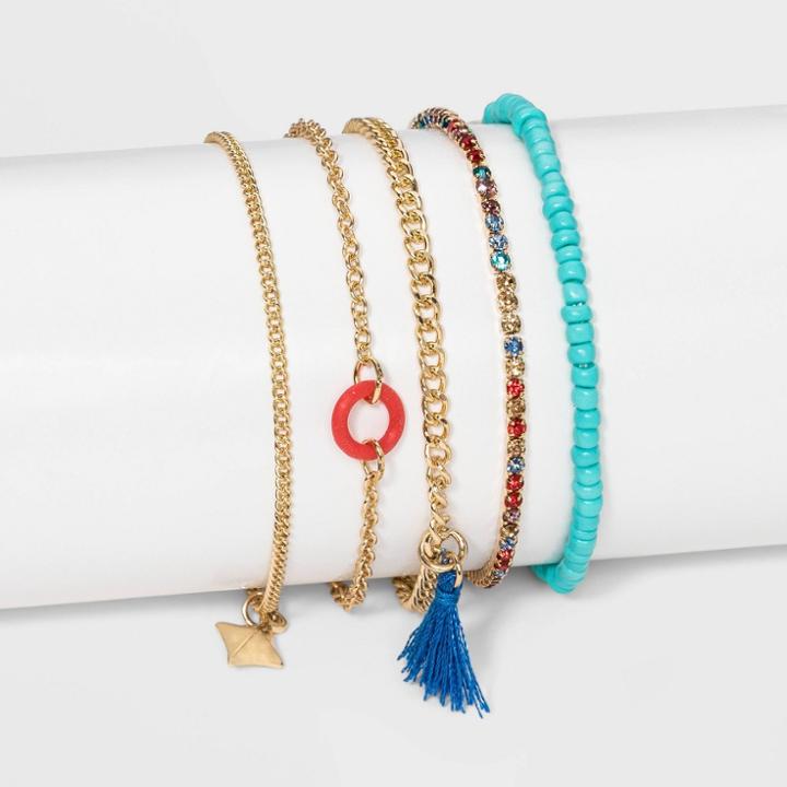 Target Steel Glass Plastic Multi Pack Bracelet Set - Wild Fable Bright Gold