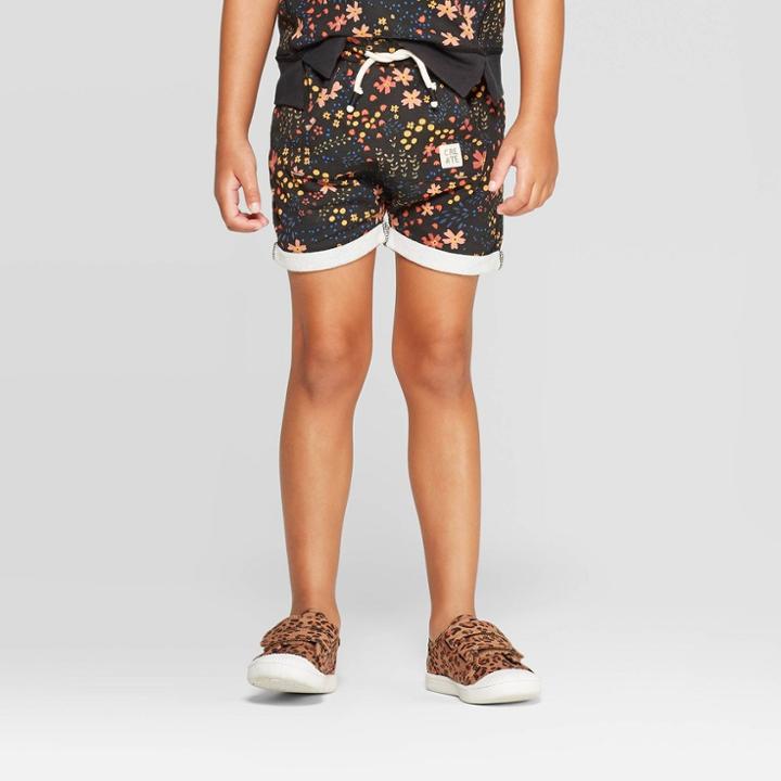 Toddler Girls' Pocket Front Floral Shorts - Art Class Brown 4t, Girl's, Black