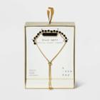 Semi-precious Black Agate Double Strand Bolo Bracelet - A New Day Black