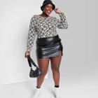 Women's Plus Size Long Sleeve Slim Fit Baby T-shirt - Wild Fable Black Floral