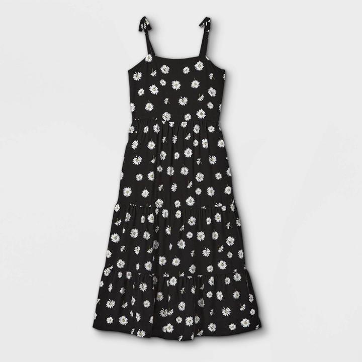 Girls' Shoulder Tie Sleeveless Dress - Art Class Black