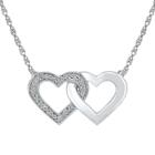 Distributed By Target Diamond Accent White Diamond Prong Set Double Heart Necklace In Sterling Silver (ij-i2-i3), Women's