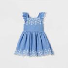 Toddler Girls' Embroidered Flutter Sleeve Dress - Cat & Jack Blue