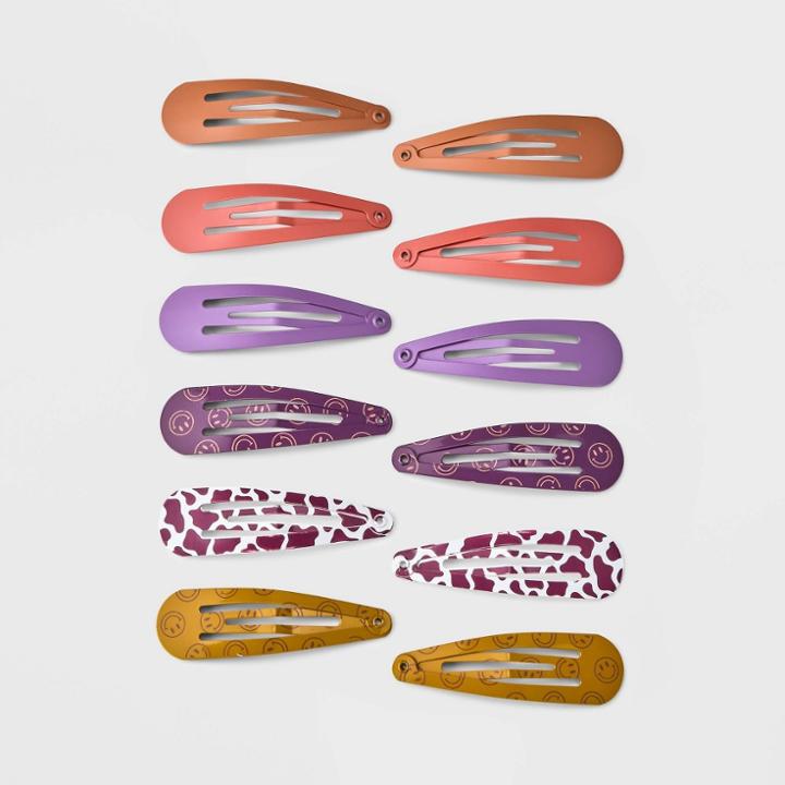 Snap Hair Clip 12pk - Wild Fable Brown/pink/purple