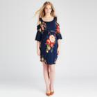 Maternity Floral Print Cold Shoulder Shift Dress - Expected By Lilac Navy S, Infant Girl's, Blue