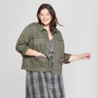 Women's Plus Size Military Jacket With Pocket Beading - A New Day Olive X, Green