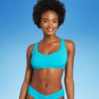 Juniors' Ribbed V-neck Bralette Bikini Top - Xhilaration Bright Blue D/dd Cup