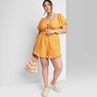 Women's High-rise Pull-on Flutter Shorts - Wild Fable Orange Gingham Check