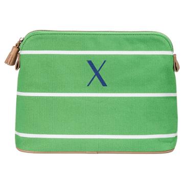 Cathy's Concepts Personalized Green Striped Cosmetic Bag - X