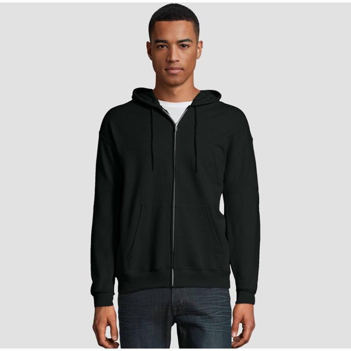 Hanes Men's Big & Tall Ecosmart Fleece Full Zip Hooded Sweatshirt - Black