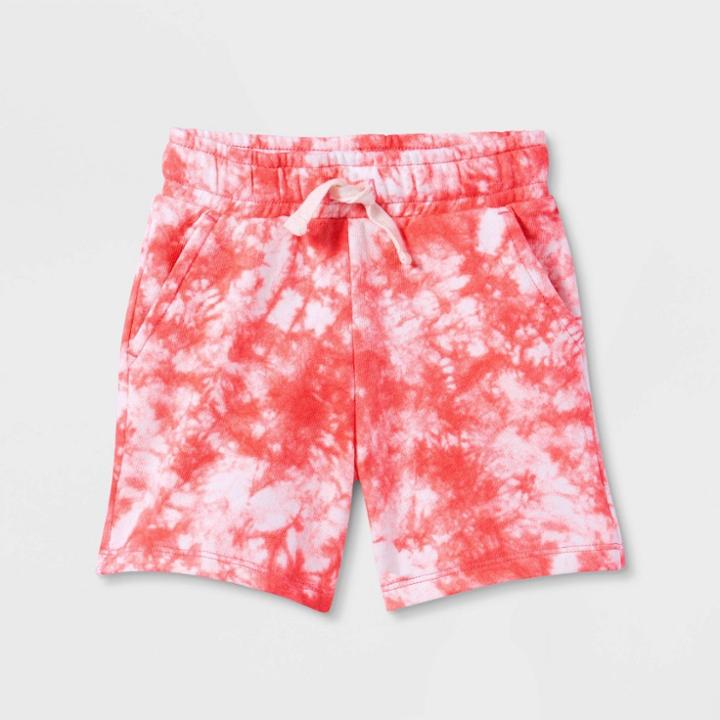 Toddler Mid-length Knit Shorts - Cat & Jack Coral 2t, Pink Tie Dye