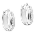 Target 14k White Gold Diamond Accent Oval Hoop Earrings - White
