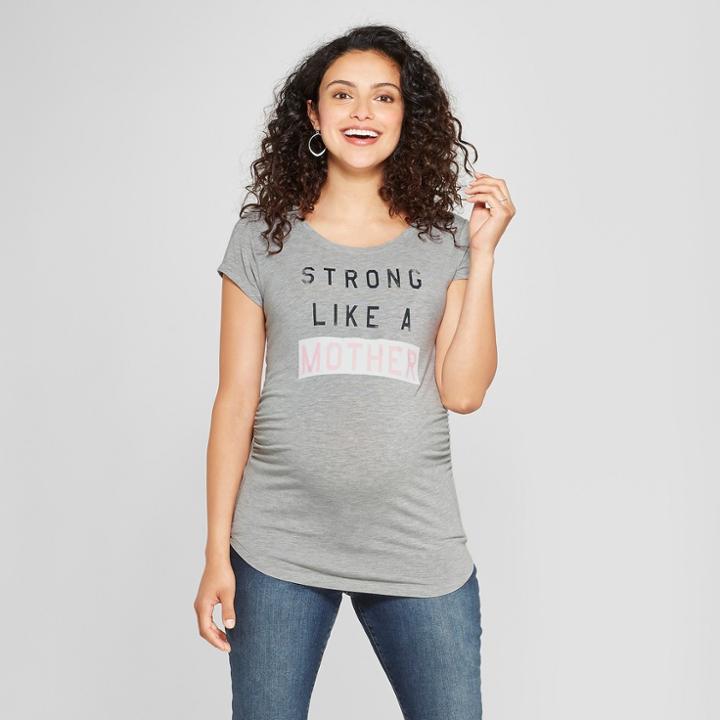 Maternity Strong Like A Mother Short Sleeve Graphic T-shirt - Grayson Threads Light Heather Gray M, Infant Girl's