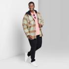 Adult Extended Size Woven Checked Hooded Button-down Shirt - Original Use Green