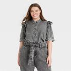 Women's Plus Size Puff 3/4 Sleeve Button-down Shirt - Who What Wear Black