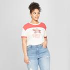 Junk Food Women's Plus Size Nintendo Donkey Kong Short Sleeve Color Block Crew Neck Graphic T-shirt - White