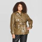 Women's Plus Size Long Sleeve Front Button-down Jacket - Who What Wear Olive 3x, Size: