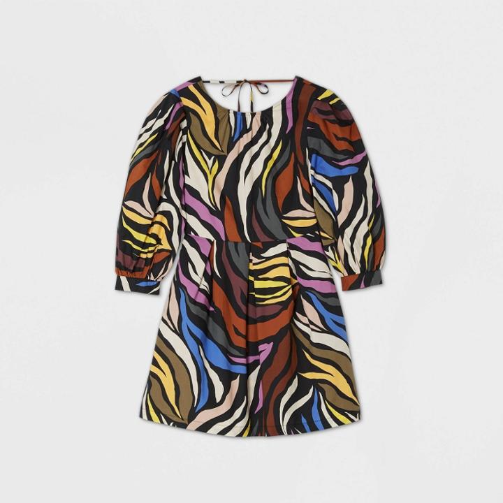 Women's Zebra Striped Long Sleeve Dress - Who What Wear Neon Flare