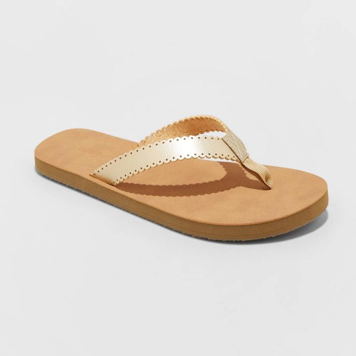 Girls' Gloria Flip Flop Sandals - Cat & Jack Tan S (13-1), Toddler Girl's, Size: Small
