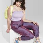 Women's Plus Size High-rise Metallic Cargo Pants - Wild Fable Metallic Purple