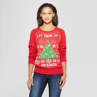 Women's Let There Be Pizza Reversible Sequin Sweater - Well Worn (juniors') Red