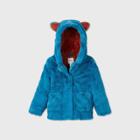 Toddler Girls' Hooded Ear Fashion Faux Fur Jacket - Cat & Jack Turquoise