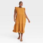 Women's Plus Size Ruffle Sleeveless Tiered Dress - Universal Thread Brown