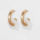 Natural Opal Semi-precious Flower Shaped Charm Hoop Earrings - Universal Thread Ivory