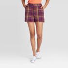 Women's Plaid 5 Clean Chino Shorts - A New Day Purple