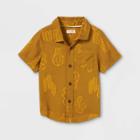 Toddler Boys' Cactus Print Woven Short Sleeve Button-down Shirt - Cat & Jack Brown