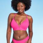Women's Lightly Lined V-wire Ribbed Bikini Top - Shade & Shore Raspberry