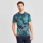 Men's Standard Fit Floral Print Short Sleeve Novelty Crew Neck T-shirt - Goodfellow & Co Blue S, Men's,