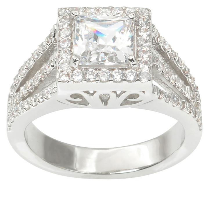 1 5/8 Ct. T.w. Journee Collection Square Cut Cz Basket Set Elegant Ring In Brass -