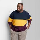 Adult Extended Size Colorblock Fleece Sweatshirt - Original Use Blue