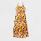 Girls' Floral Button-front Maxi Dress - Art Class Brown/yellow
