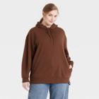 Women's Plus Size Fleece Hooded Sweatshirt - Universal Thread Dark Brown