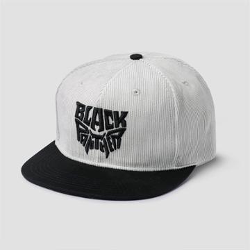 Berkshire Fashions Men's Solid Black Panther Corduroy Flat Brim Hat - White