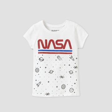 Jerry Leigh Girls' Nasa Short Sleeve Graphic T-shirt - White