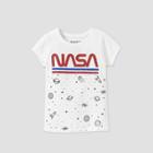 Jerry Leigh Girls' Nasa Short Sleeve Graphic T-shirt - White
