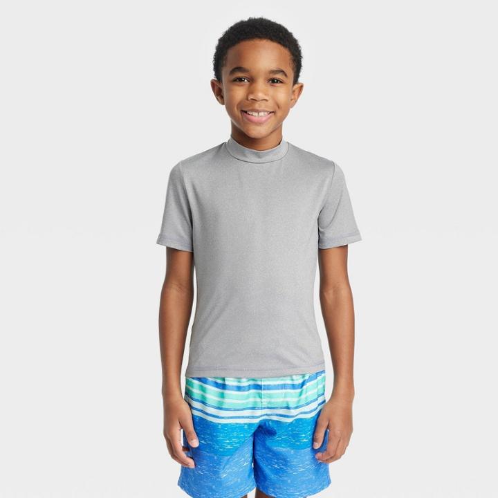 Plusboys' Solid Short Sleeve Rash Guard Swim Shirt - Cat & Jack Gray