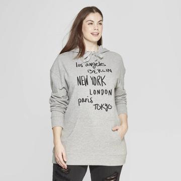 Women's Plus Size La, Berlin, Ny, London, Paris Oversized Sweatshirt - Mighty Fine (juniors') - Gray
