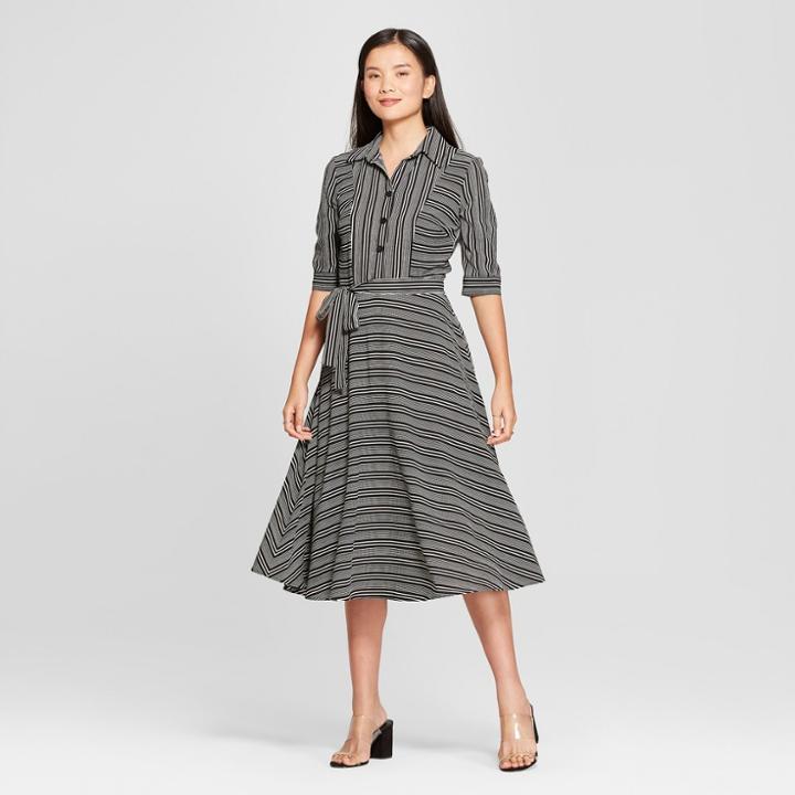 Women's Striped Shirtdress - Melonie T - Black