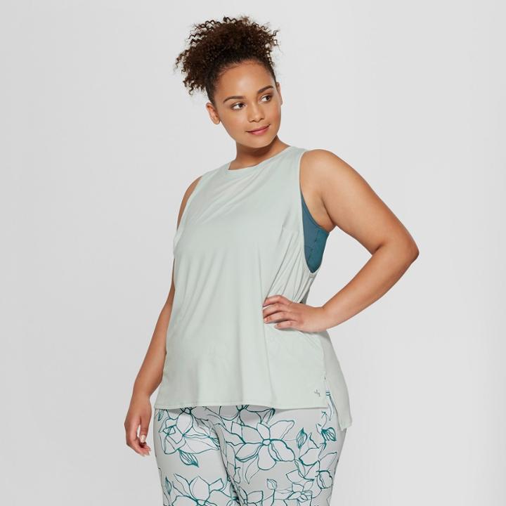 Women's Plus Size Muscle Tank Top - Joylab Cool Mint 1x, Cool