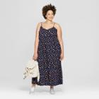 Women's Plus Size Floral Print Strappy Midi Dress - Universal Thread Navy X, Blue