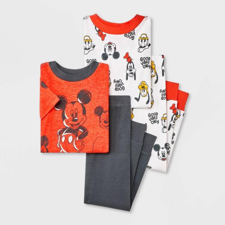 Toddler Boys' 4pc Mickey Mouse & Friends Snug Fit Top And Pants Pajama