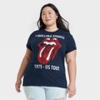 Women's The Rolling Stones Plus Size Logo Short Sleeve Graphic T-shirt - Navy