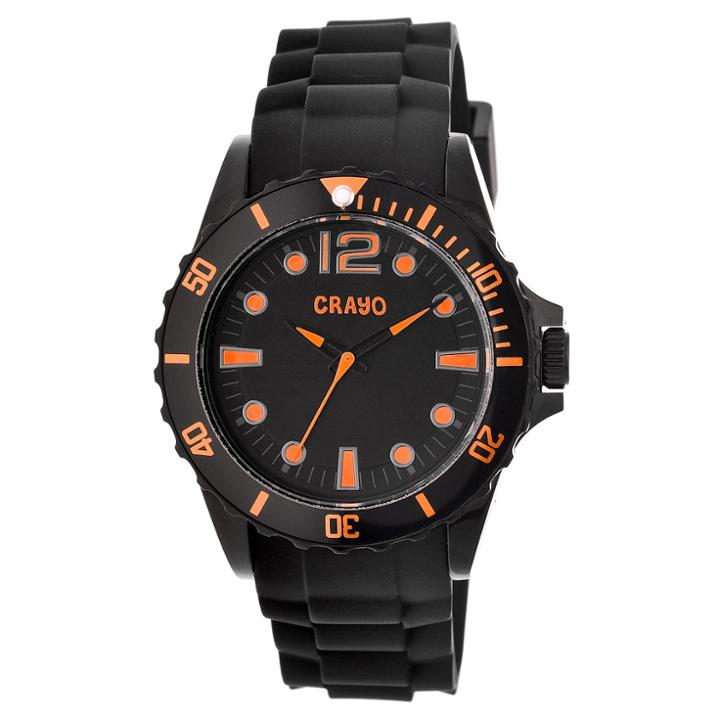 Men's Crayo Fierce Polyurethane Strap Watch-black/orange, Black Orange
