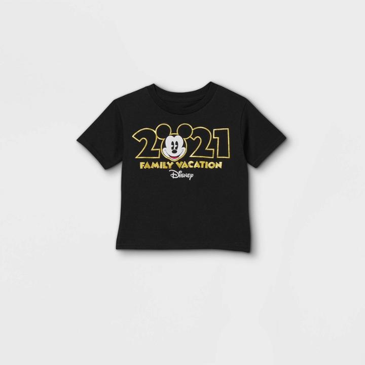 Toddler Disney Mickey Mouse 'family Vacation 2021' Short Sleeve Graphic T-shirt - Black